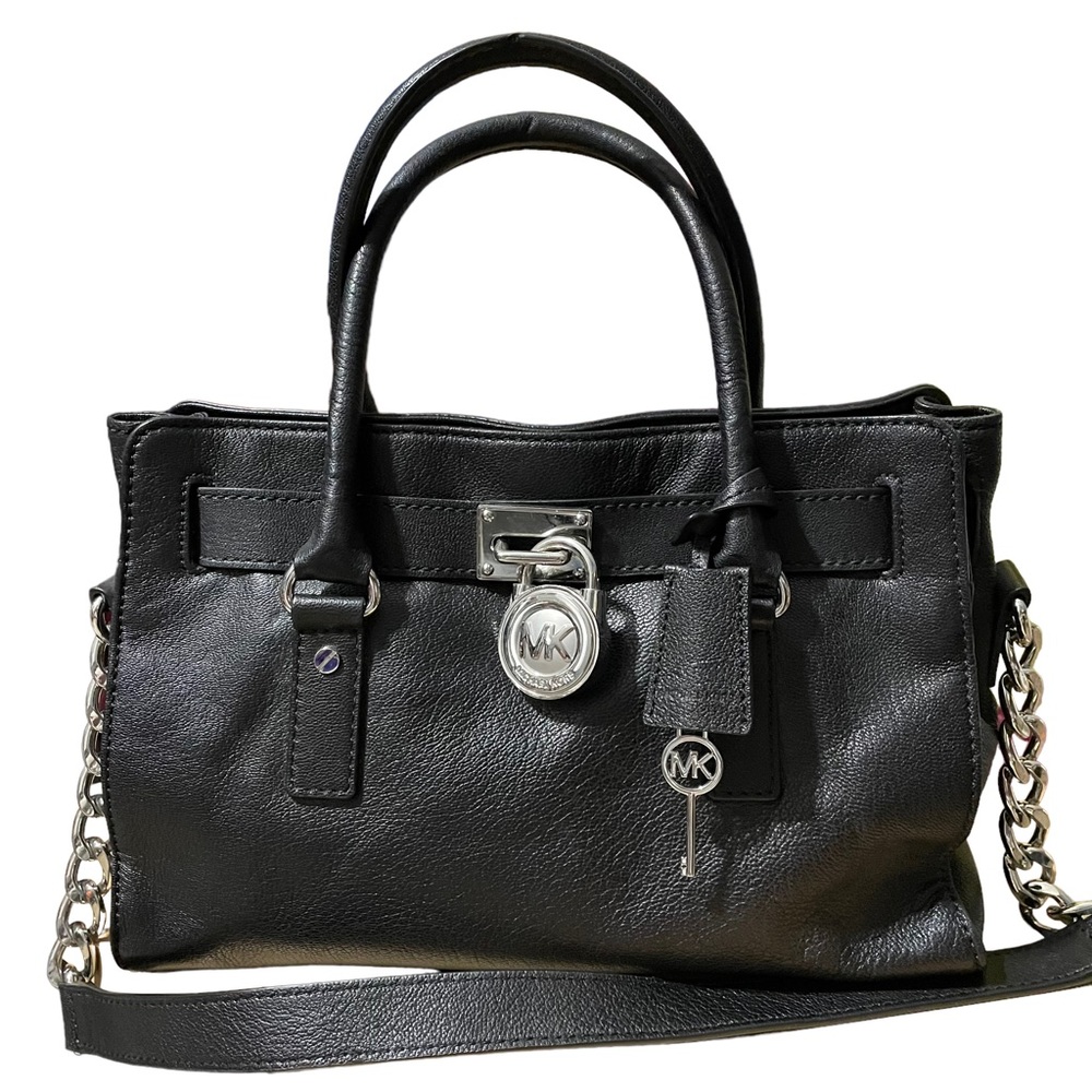 Michael Kors Hamilton Saffiano Lock & Key Leather Black Bag!